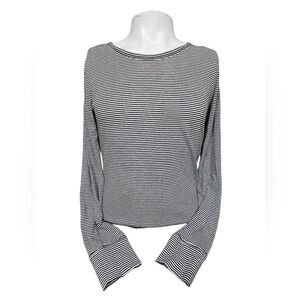 GAP Feather Tee Black White Striped Long Sleeve Shirt Women’s L Tall